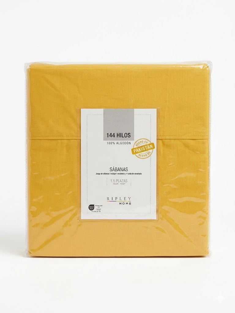 SET DE SÁBANAS RIPLEY HOME LISA 144 HILOS 1.5 PLAZAS MOSTAZA - 3