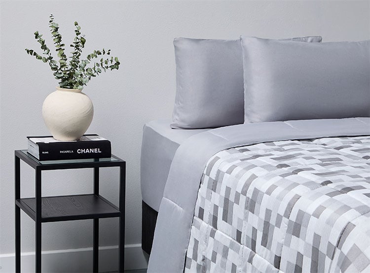 SET DE CAMA RIPLEY HOME CUADROS 2 PLAZAS MICROFIBRA GRIS ESTAMPADOS - 2