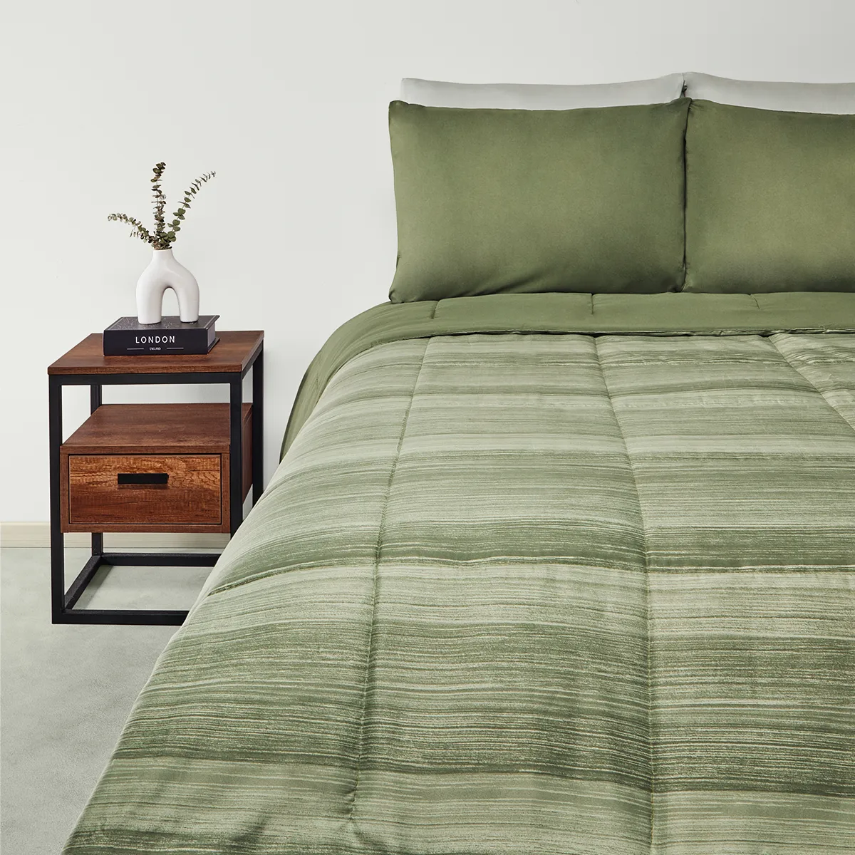 SET DE CAMA RIPLEY HOME MICROFIBRA KING VERDE - 1