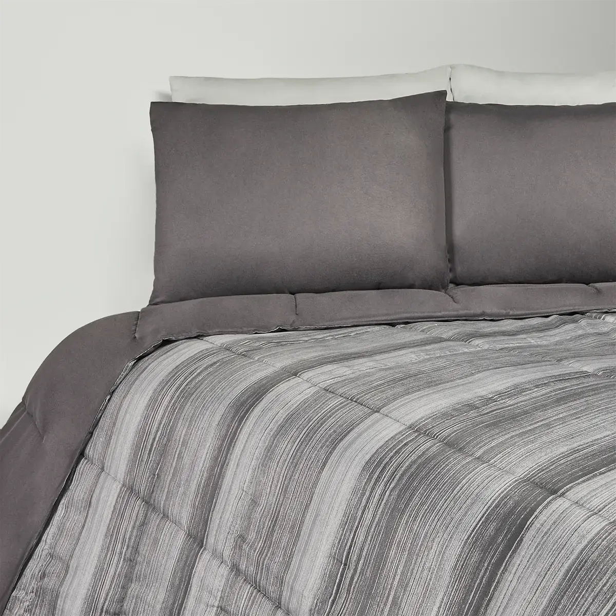 SET DE CAMA RIPLEY HOME MICROFIBRA 2 PLAZAS GRAFITO - 2