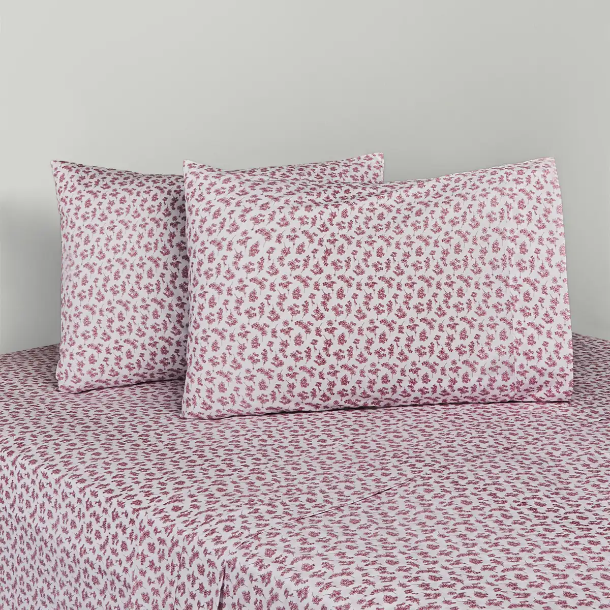 SET SÁBANAS RIPLEY HOME ESTAMPADA 144 HILOS 1.5 PLAZAS 100% ALGODÓN FLOR BURDEO - 1