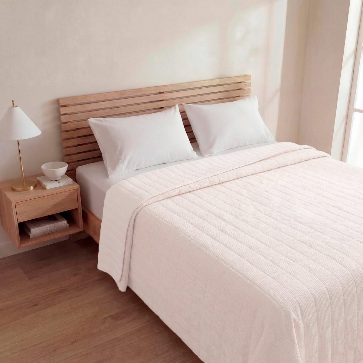 CUBRECAMA RIPLEY HOME WAFFLE 1.5 PLAZAS IVORY - 1