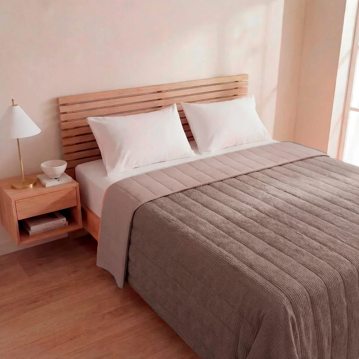 CUBRECAMA RIPLEY HOME WAFFLE 1.5 PLAZAS MOCCA - 1