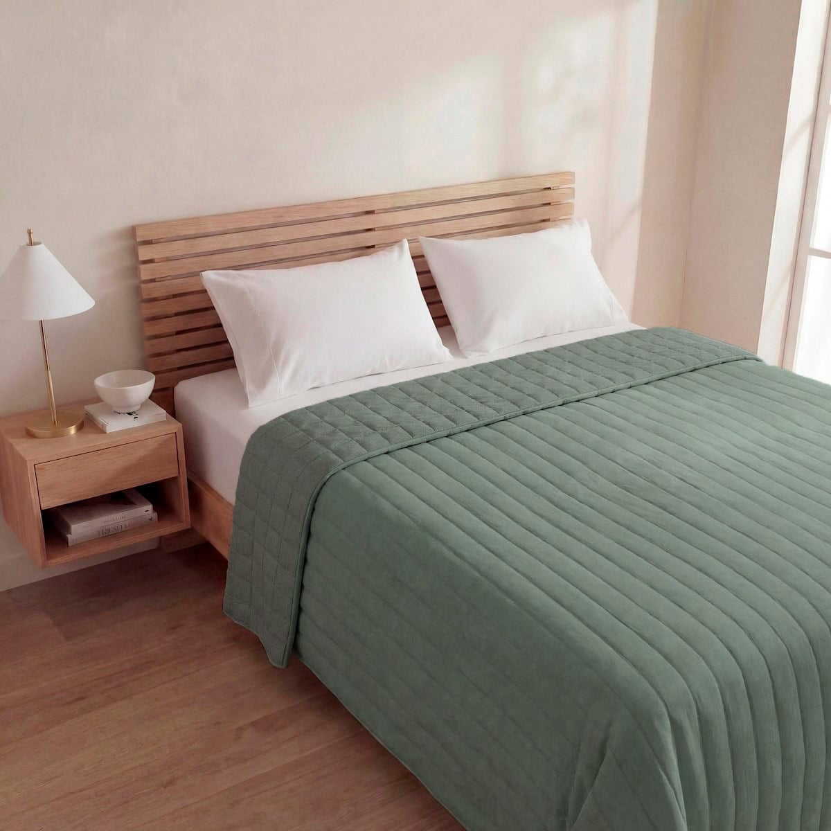CUBRECAMA RIPLEY HOME WAFFLE 2 PLAZAS VERDE - 1