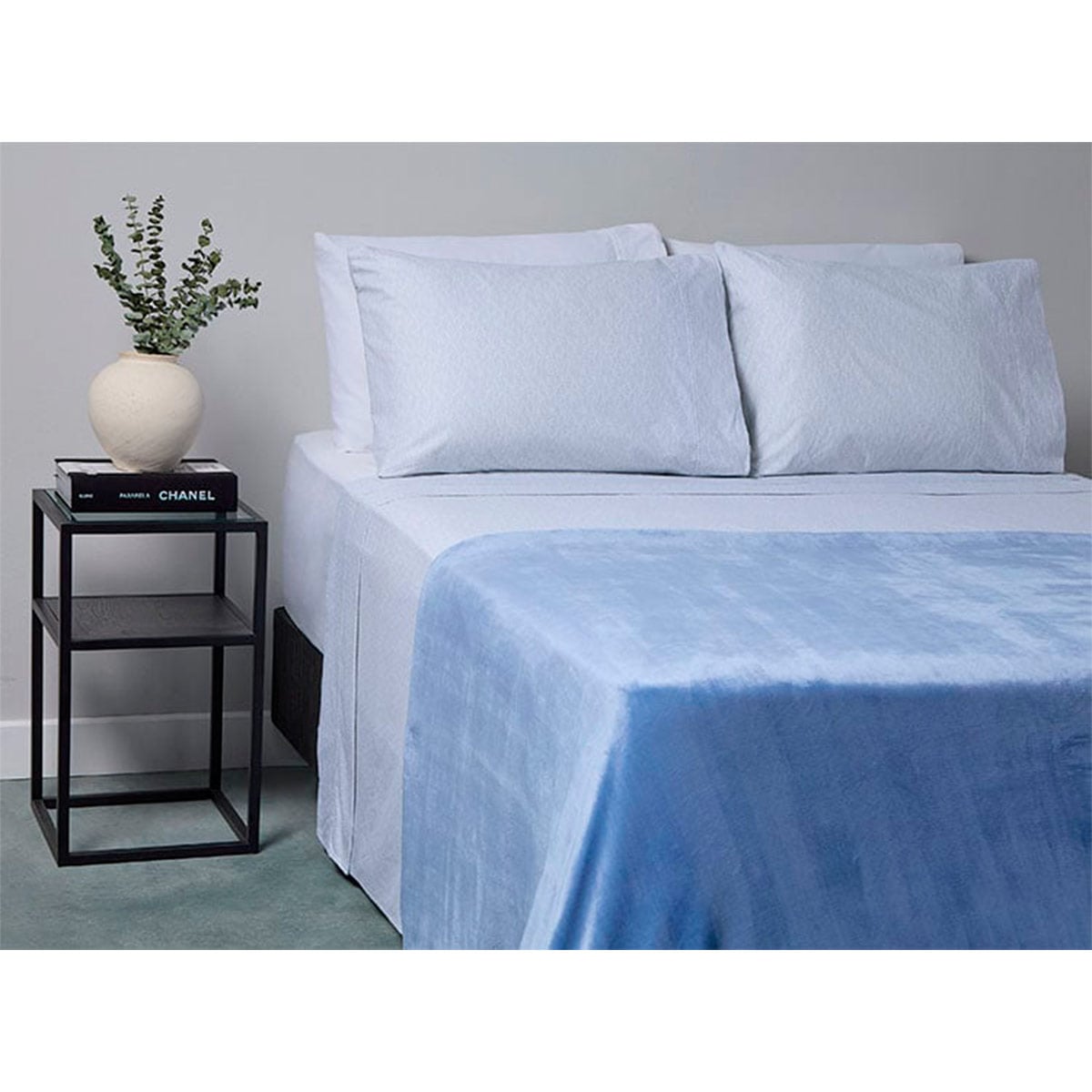 FRAZADA RIPLEY HOME FLANNEL CSHERPA QUEEN AZUL - 1
