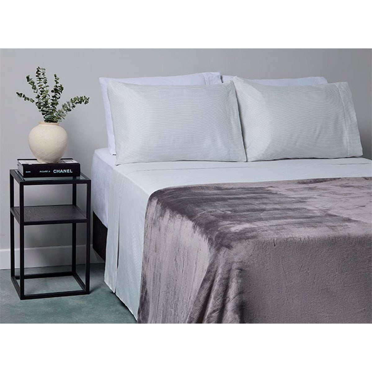 FRAZADA RIPLEY HOME FLANNEL CSHERPA 2PL GRIS - 1