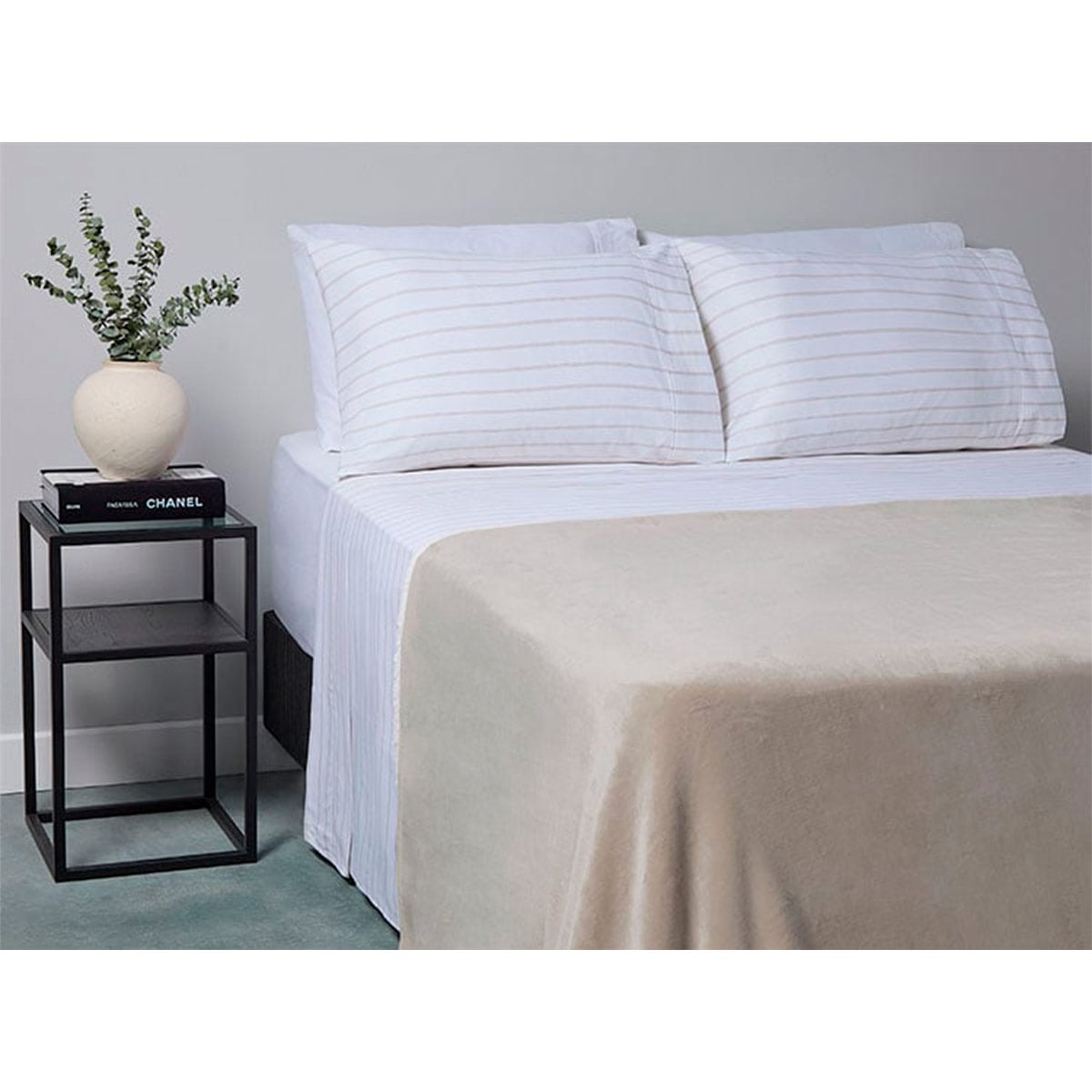 FRAZADA RIPLEY HOME FLANNEL CSHERPA 1.5PL IVORY - 1