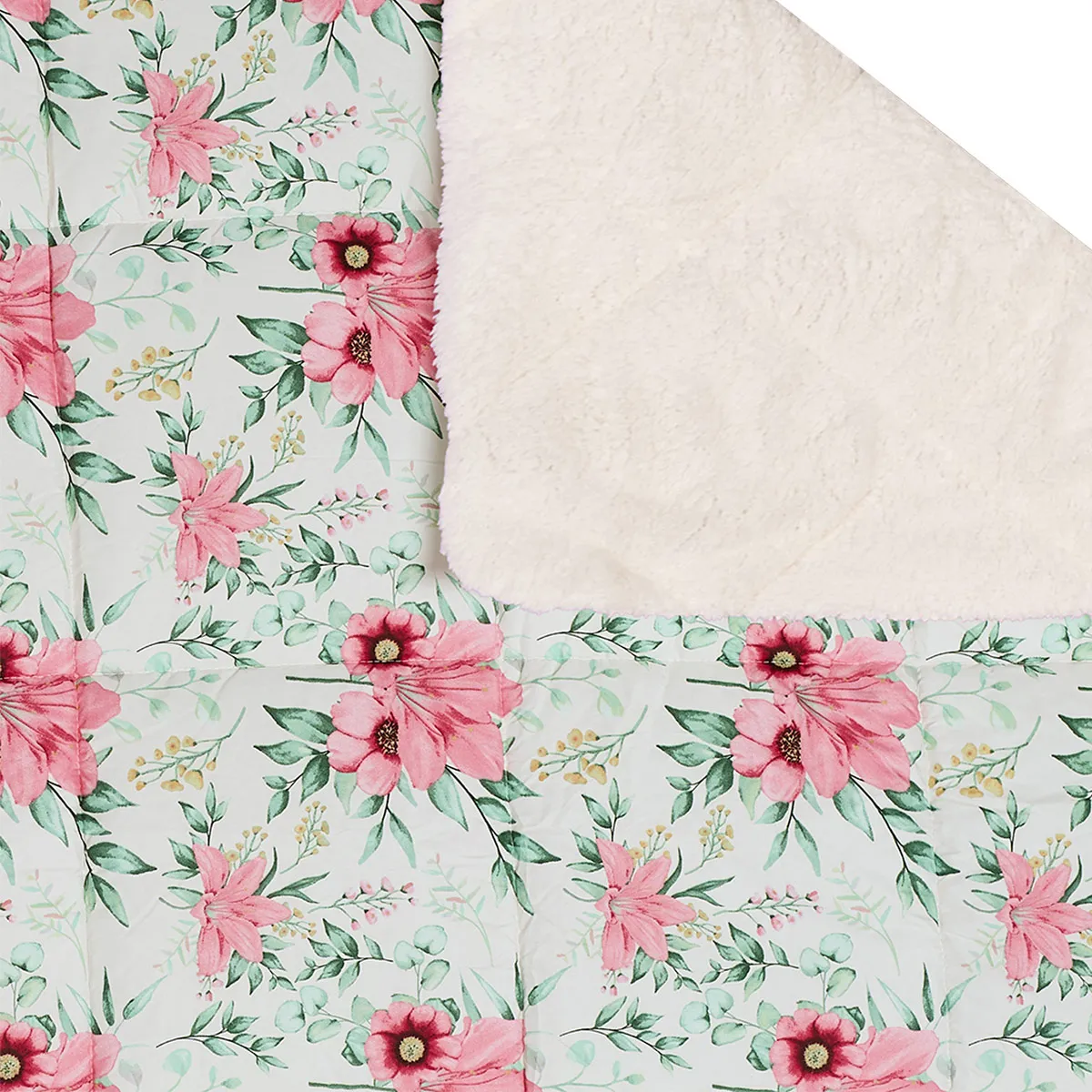 EDREDÓN RIPLEY HOME MICROFIBRA CON SHERPA 2PL FLORES ROSA - 2