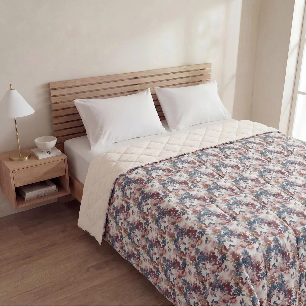 EDREDÓN RIPLEY HOME MICROFIBRA CON SHERPA KING JARDIN FLORES - 1