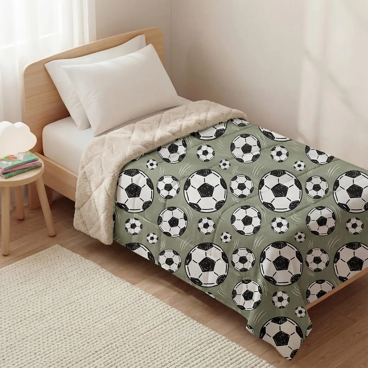 EDREDÓN RIPLEY HOME MICROFIBRA SHERPA 1.5PL FUTBOL - 1