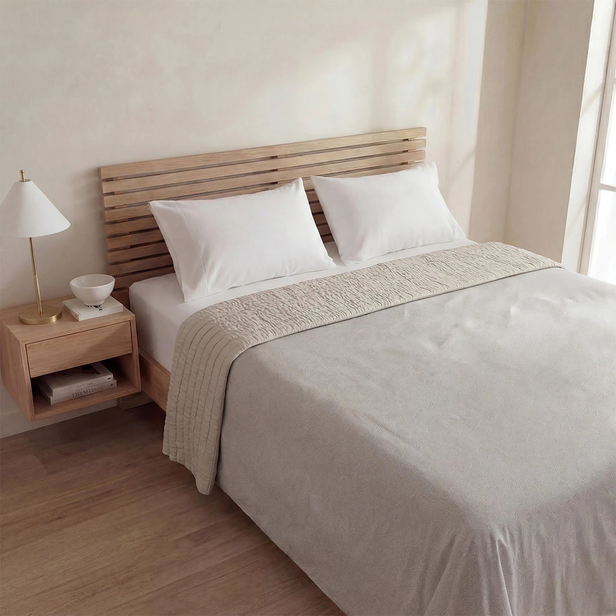 CUBRECAMA VELVET GREEK BEIGE QUEEN - 1