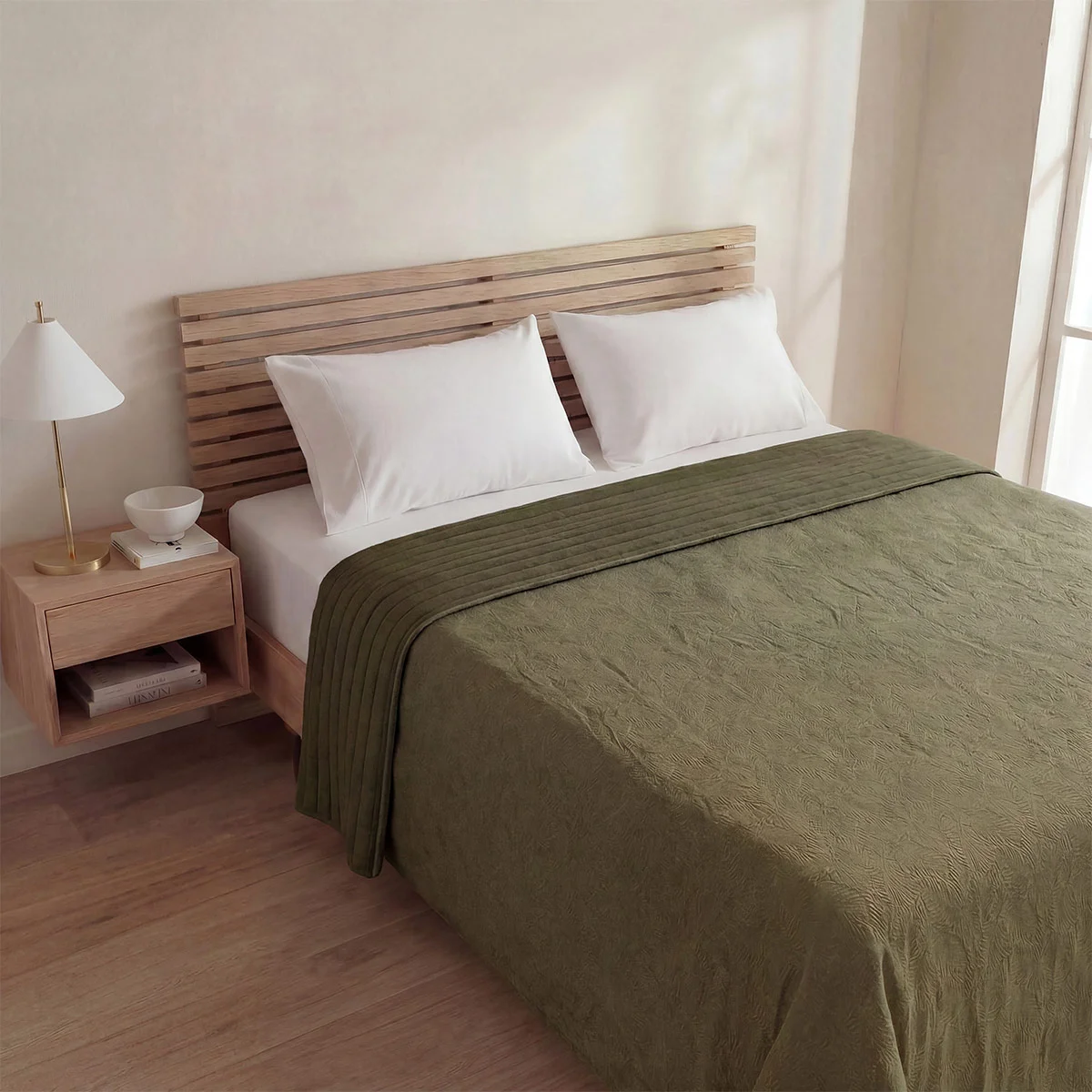 CUBRECAMA VELVET GREEK VERDE 1.5 PLAZAS - 1
