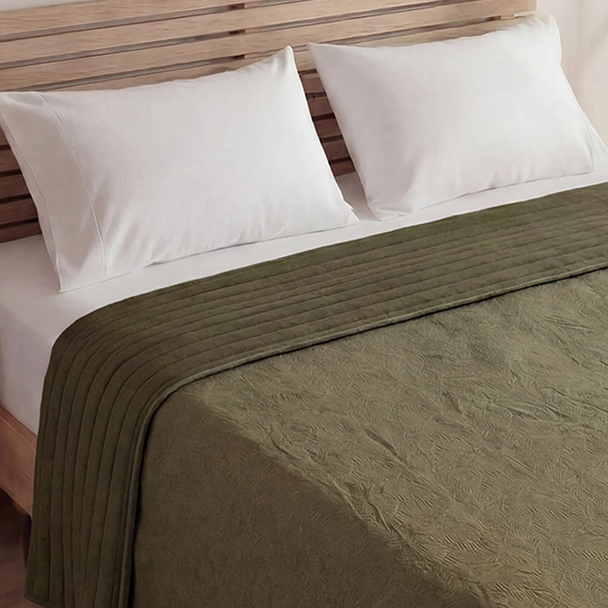 CUBRECAMA VELVET GREEK VERDE 2 PLAZAS - 2
