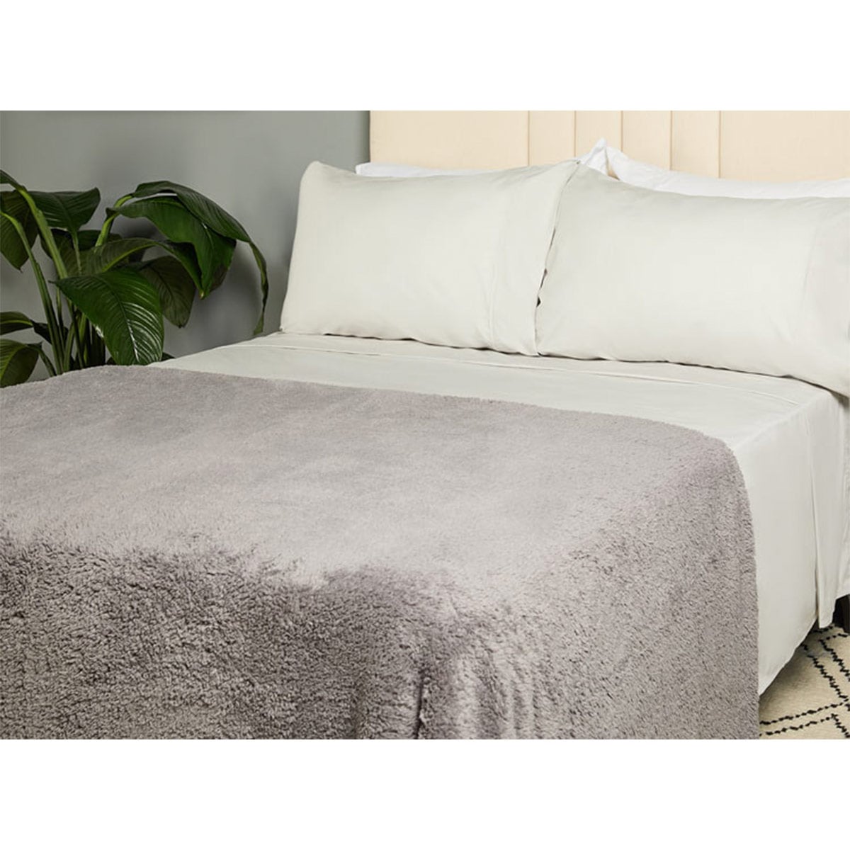 FRAZADA RIPLEY HOME SHERPA PELUDA QUEEN GRIS - 1