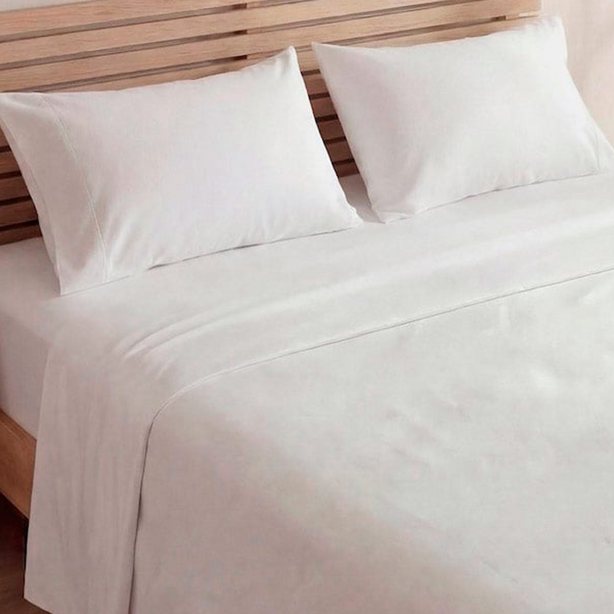 SET X2 SÁBANAS LISAS QUEEN + 4 FUNDAS DE ALMOHADAS GRIS/BLANCO - 5