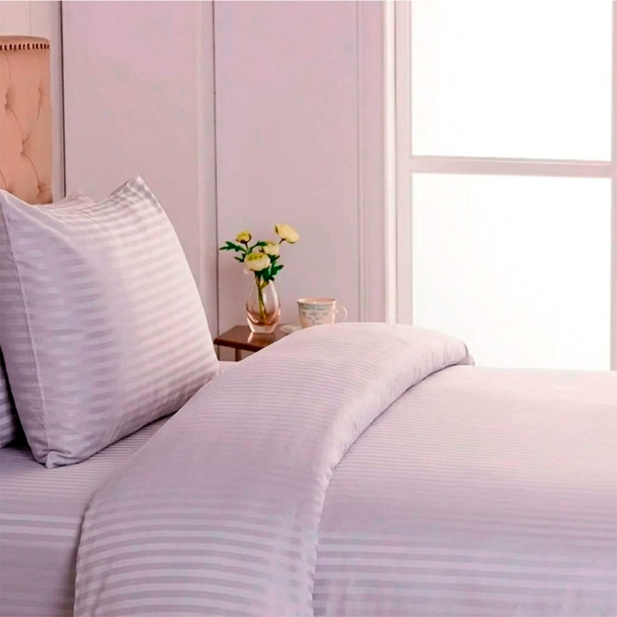 CUBREPLUMON 300 HILOS JACQUARD STRIPES QUEEN 100% ALGODÓN GRIS - 2