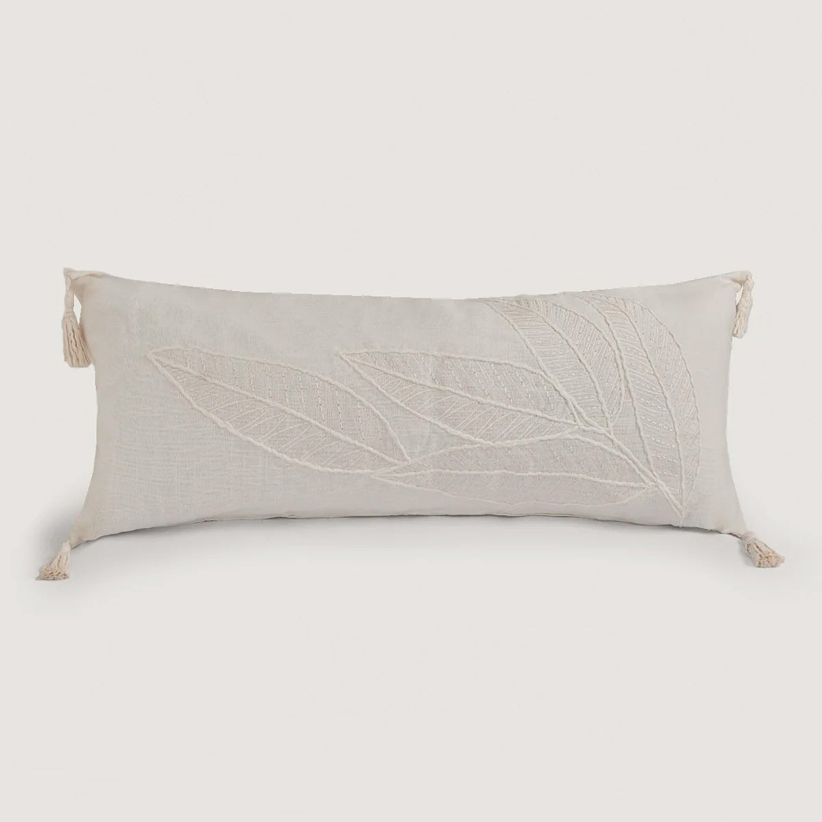 COJÍN MAISON LINETT HOJAS TEXTURA 35X90 CM BLANCO - 2