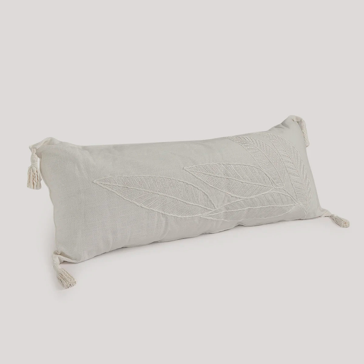 COJÍN MAISON LINETT HOJAS TEXTURA 35X90 CM BLANCO - 3