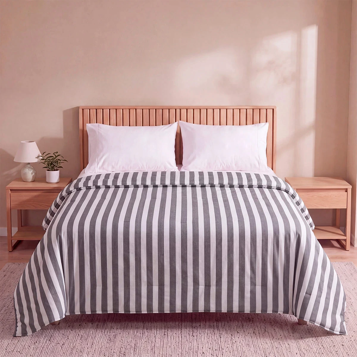 EDREDÓN RIPLEY HOME STRIPES KING GRIS - 1