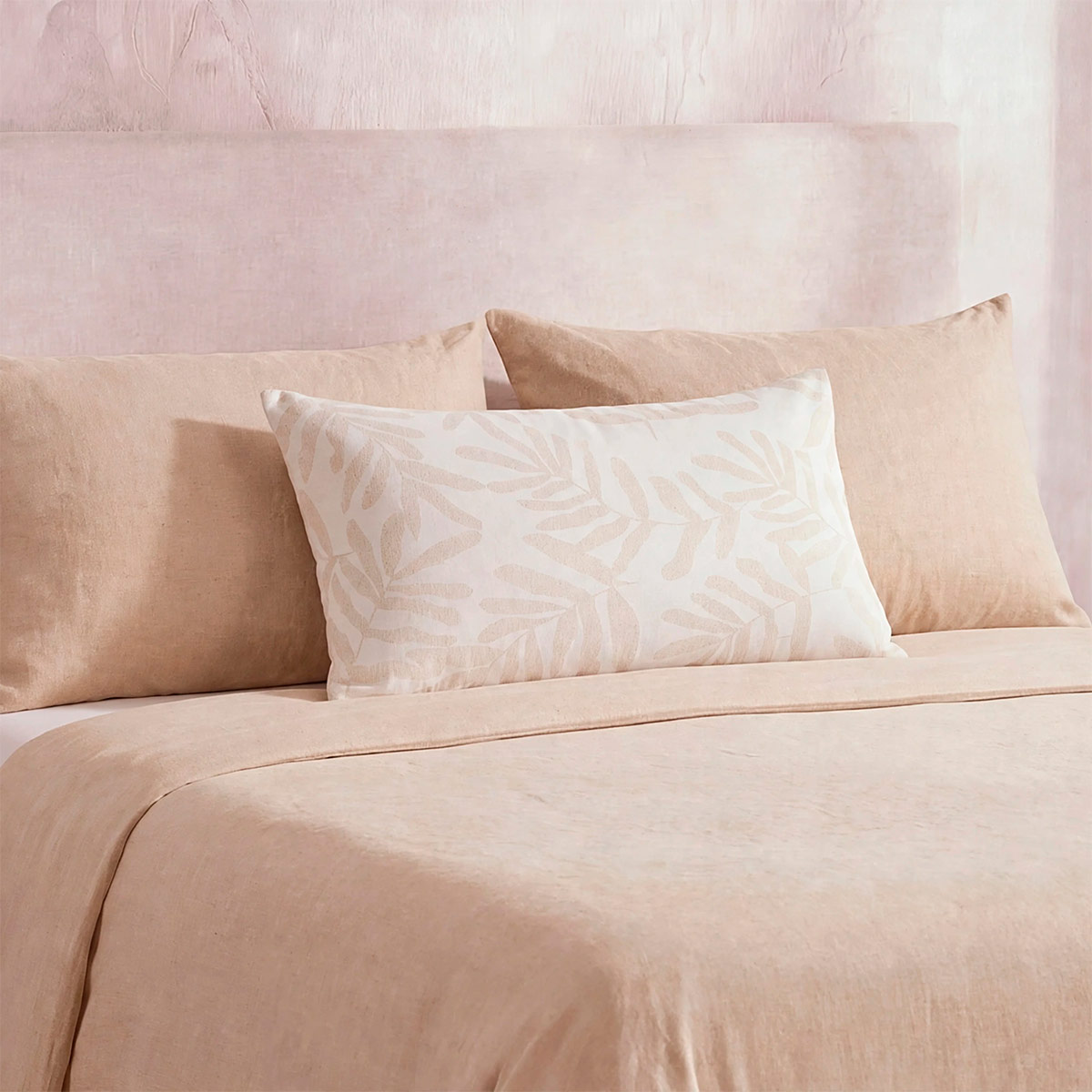 FUNDA DE ALMOHADA MAISON LINETT EDREDÓN HOJAS OLIVO 50X70 CM GRIS - 1