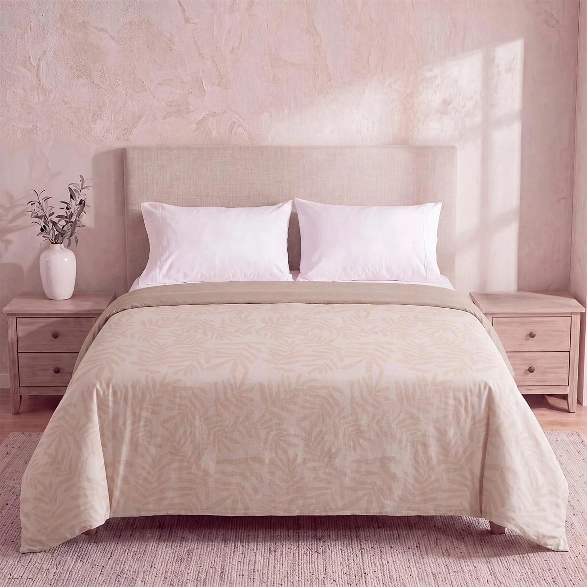 EDREDON MAISON LINETT HOJAS OLIVO 2 PLAZAS GRIS - 1
