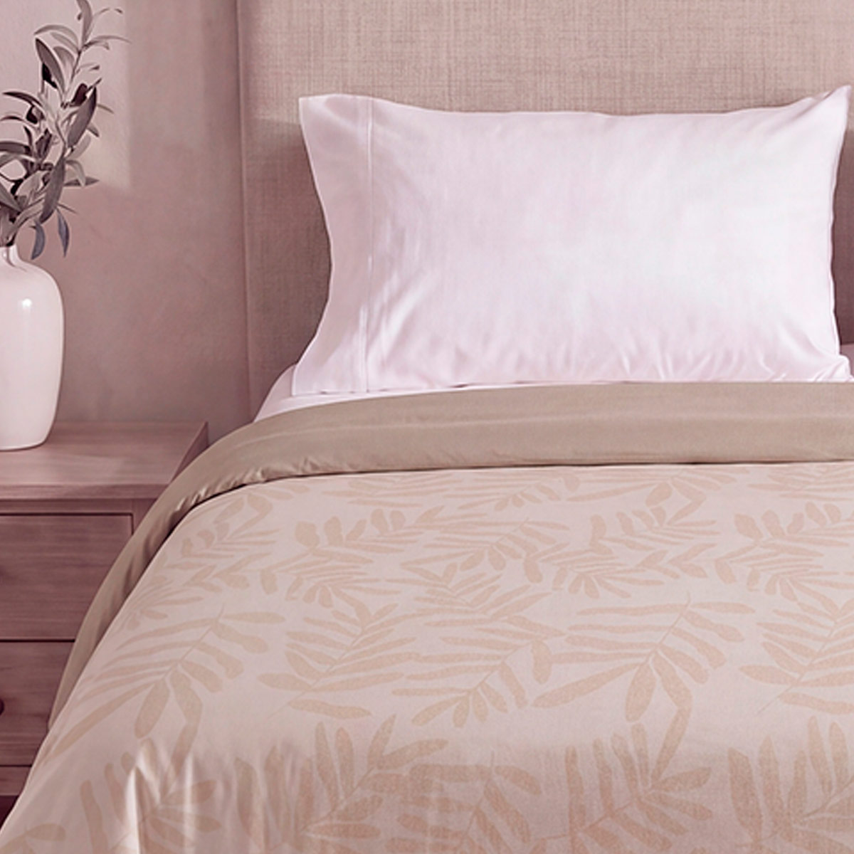 EDREDON MAISON LINETT HOJAS OLIVO 2 PLAZAS GRIS - 3