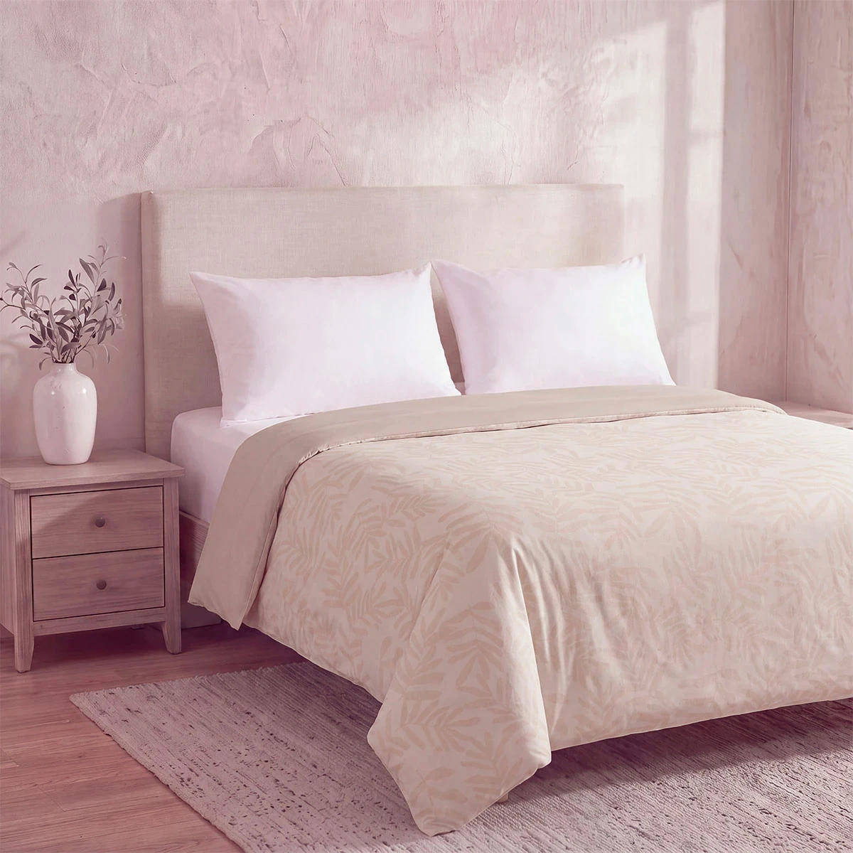 EDREDÓN MAISON LINETT HOJAS OLIVO KING BEIGE - 2