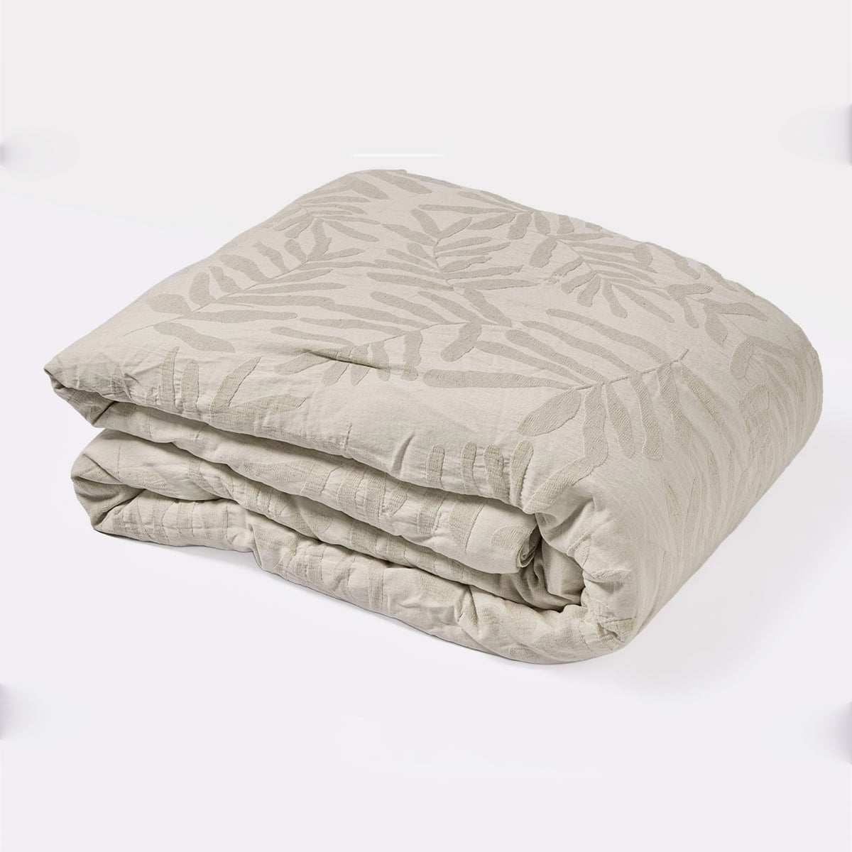 EDREDÓN MAISON LINETT HOJAS OLIVO KING BEIGE - 4