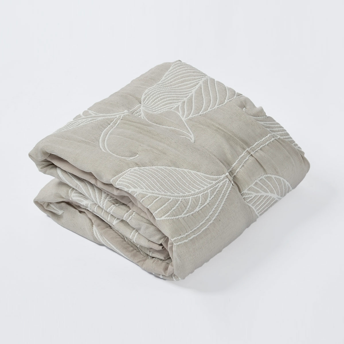 FUNDA DE ALMOHADA RIPLEY HOME CUBRECAMA JACQUARD 50X70 CM HOJAS TAUPE - 2