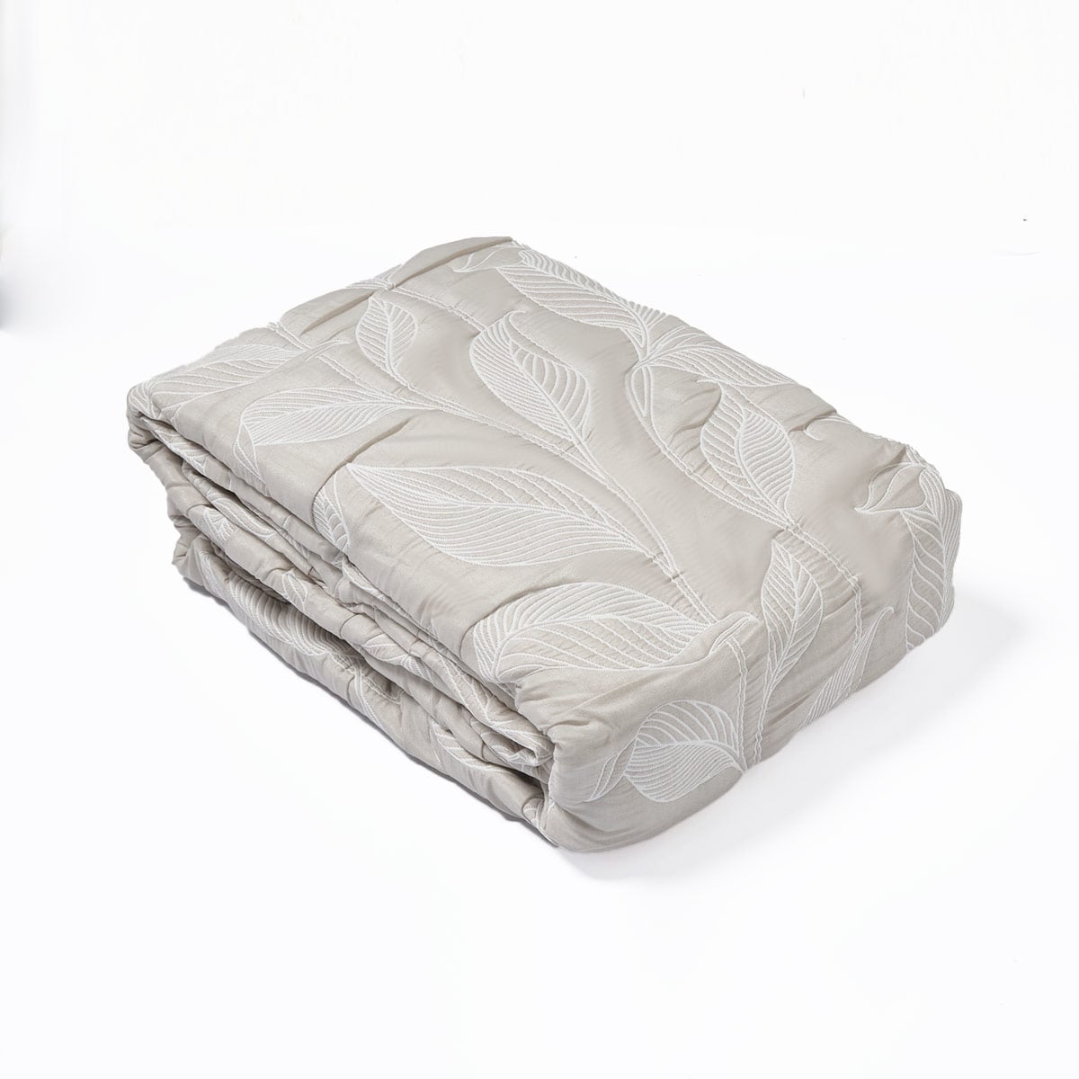 CUBRECAMA RIPLEY HOME JACQUARD 1.5 PLAZAS HOJAS TAUPE - 4