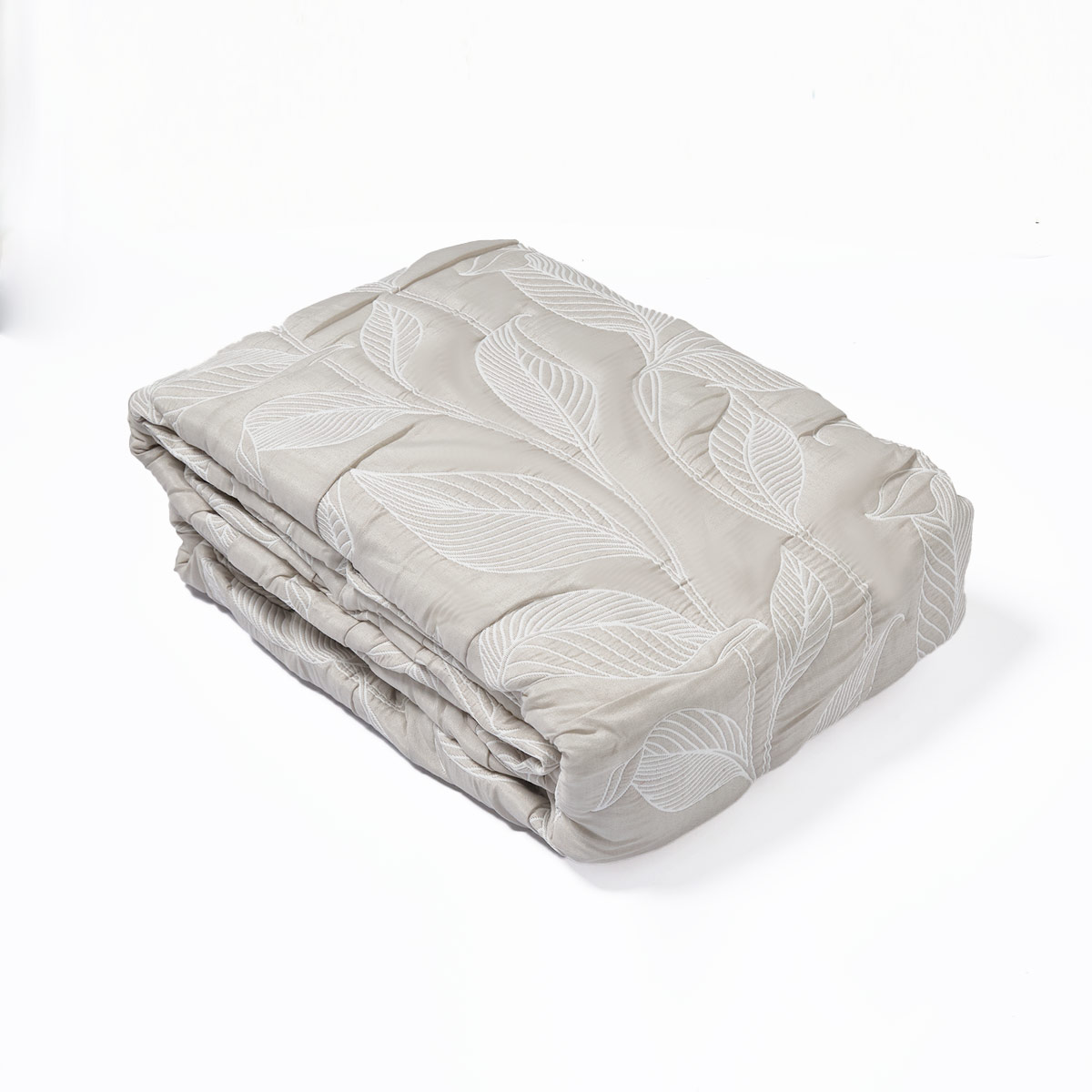 CUBRECAMA RIPLEY HOME JACQUARD 2 PLAZAS HOJAS TAUPE - 4