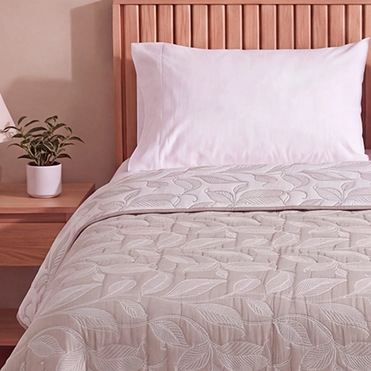 CUBRECAMA RIPLEY HOME JACQUARD KING HOJAS TAUPE - 3