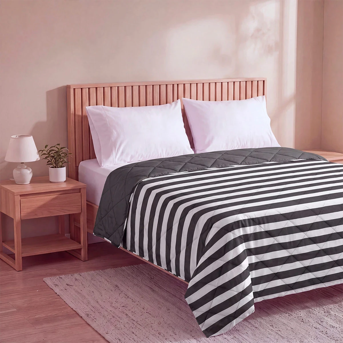 EDREDÓN RIPLEY HOME PROMO RAYAS 2 PLAZAS GRIS - 2