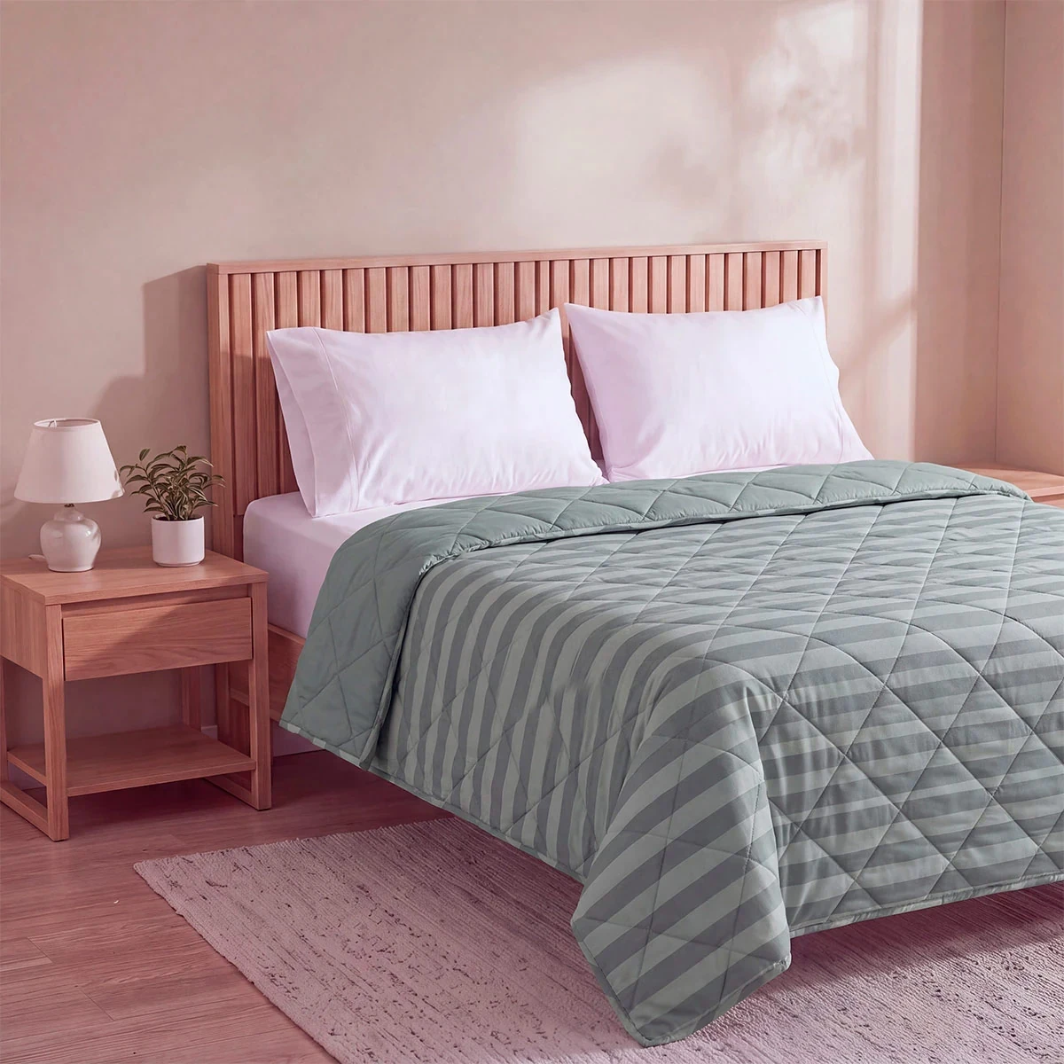 EDREDÓN RIPLEY HOME PROMO RAYAS 2 PLAZAS VERDE - 2