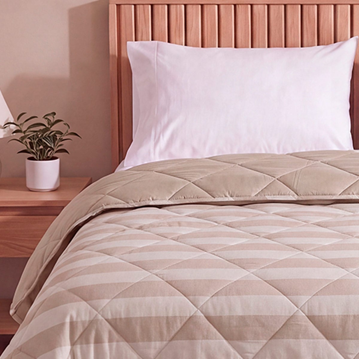 EDREDON RIPLEY HOME PROMO 1.5 PLAZAS RAYAS BEIGE - 3