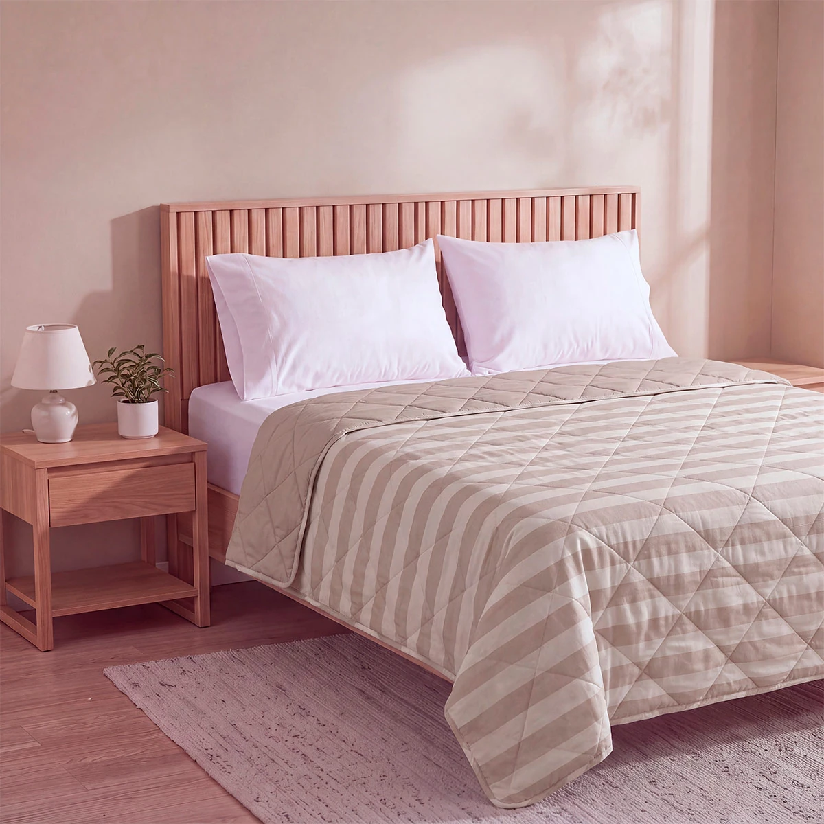 EDREDÓN RIPLEY HOME PROMO RAYAS 2 PLAZAS BEIGE - 2