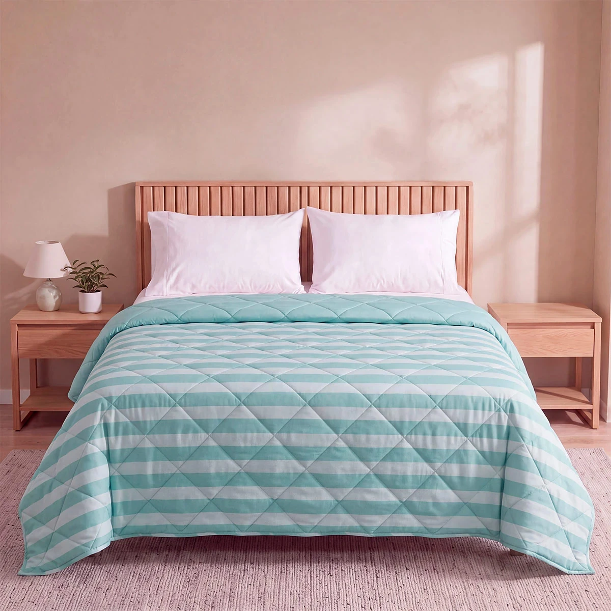 EDREDON RIPLEY HOME PROMO 1.5 PLAZAS RAYAS AQUA - 1
