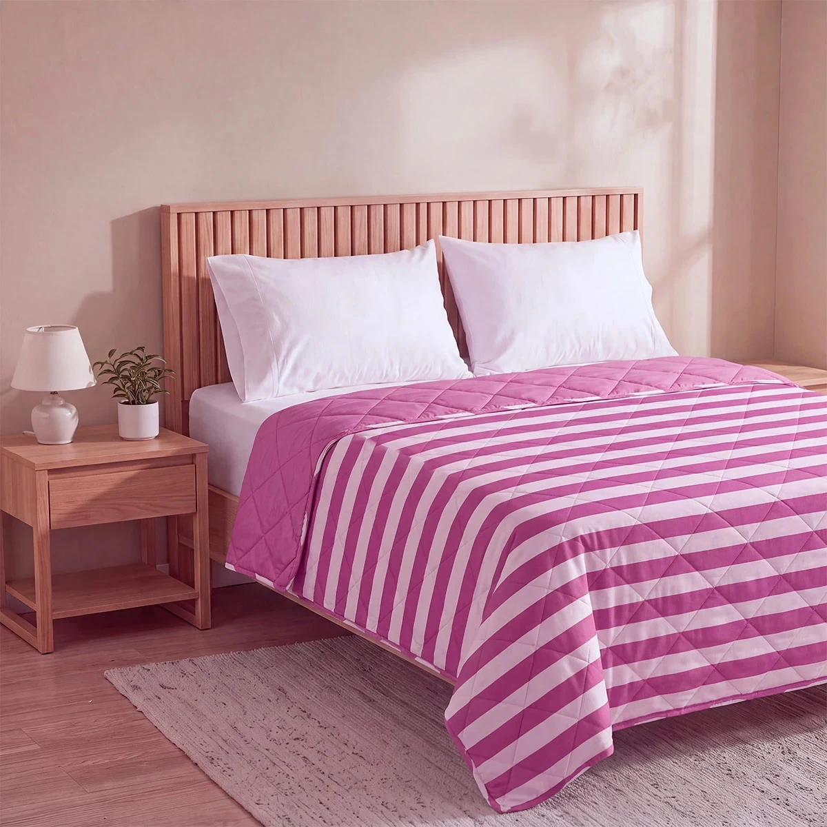 EDREDÓN RIPLEY HOME PROMO RAYAS 2 PLAZAS ROSA - 2