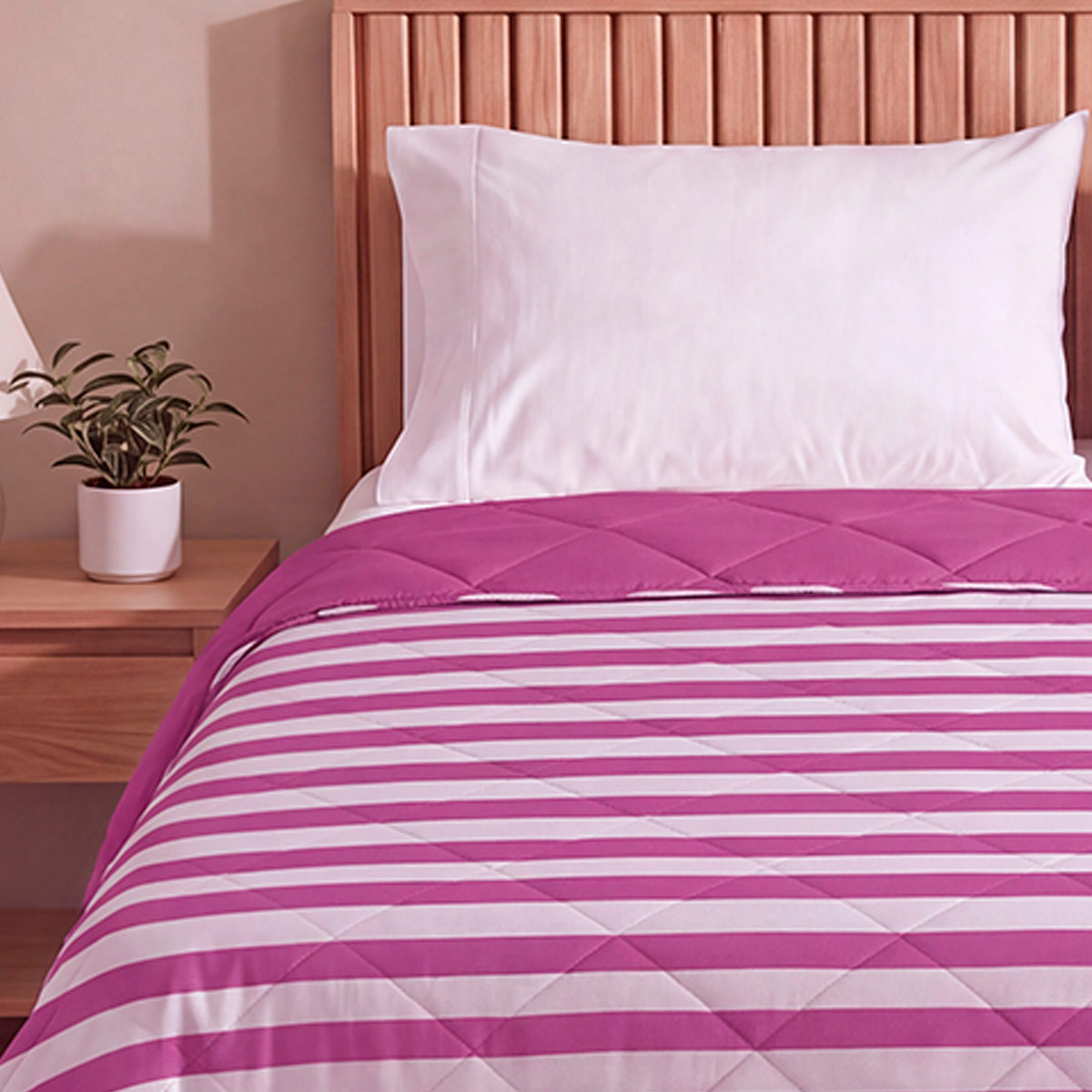 EDREDÓN RIPLEY HOME PROMO RAYAS 2 PLAZAS ROSA - 3