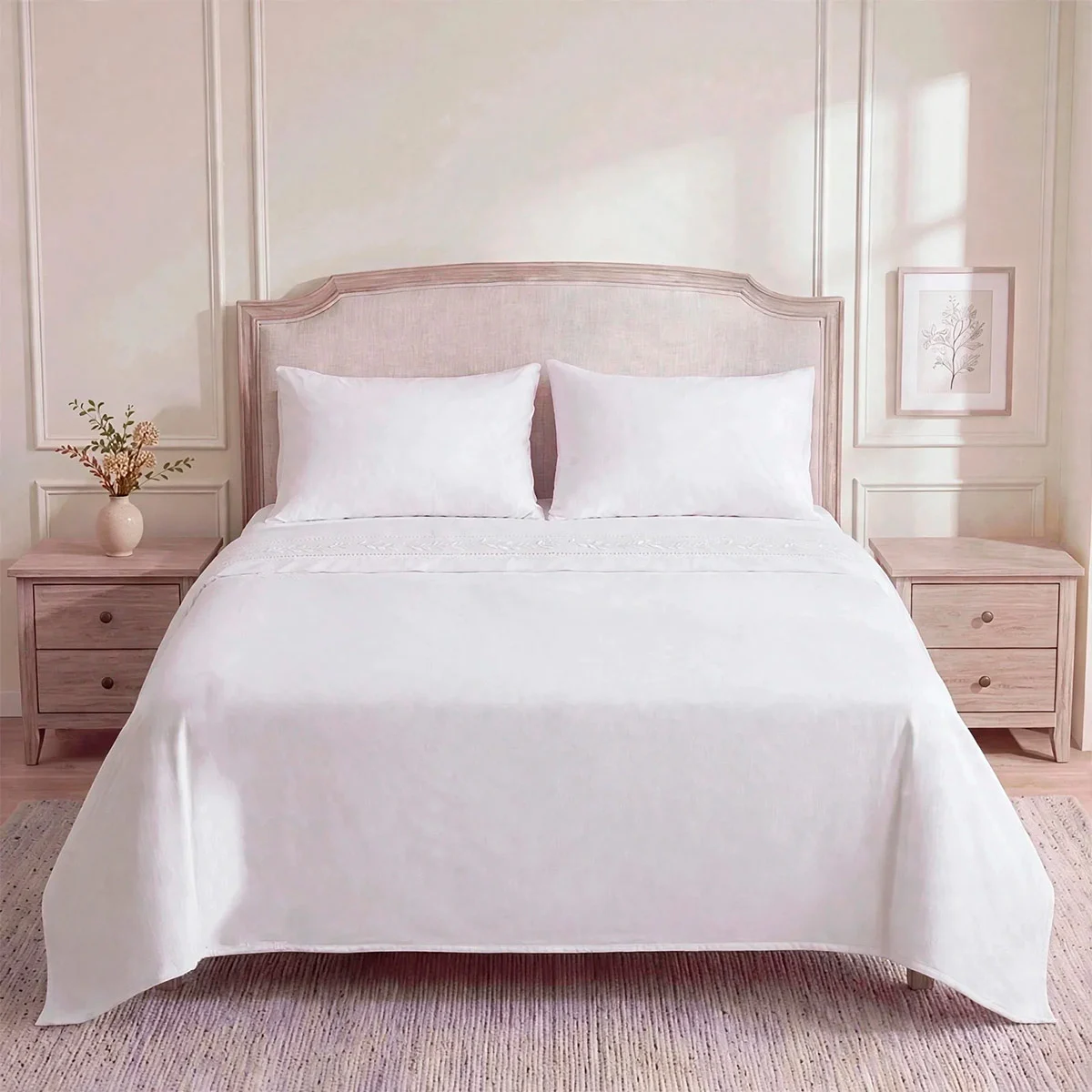 SET DE SÁBANAS RIPLEY HOME BRODERIE 1.5 PLAZAS HOJAS - 1
