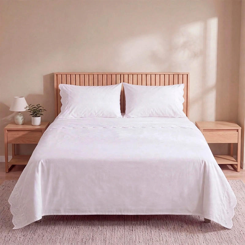 SET SÁBANAS RIPLEY HOME BRODERIE KING ROM FORMAS BLANCO - 1