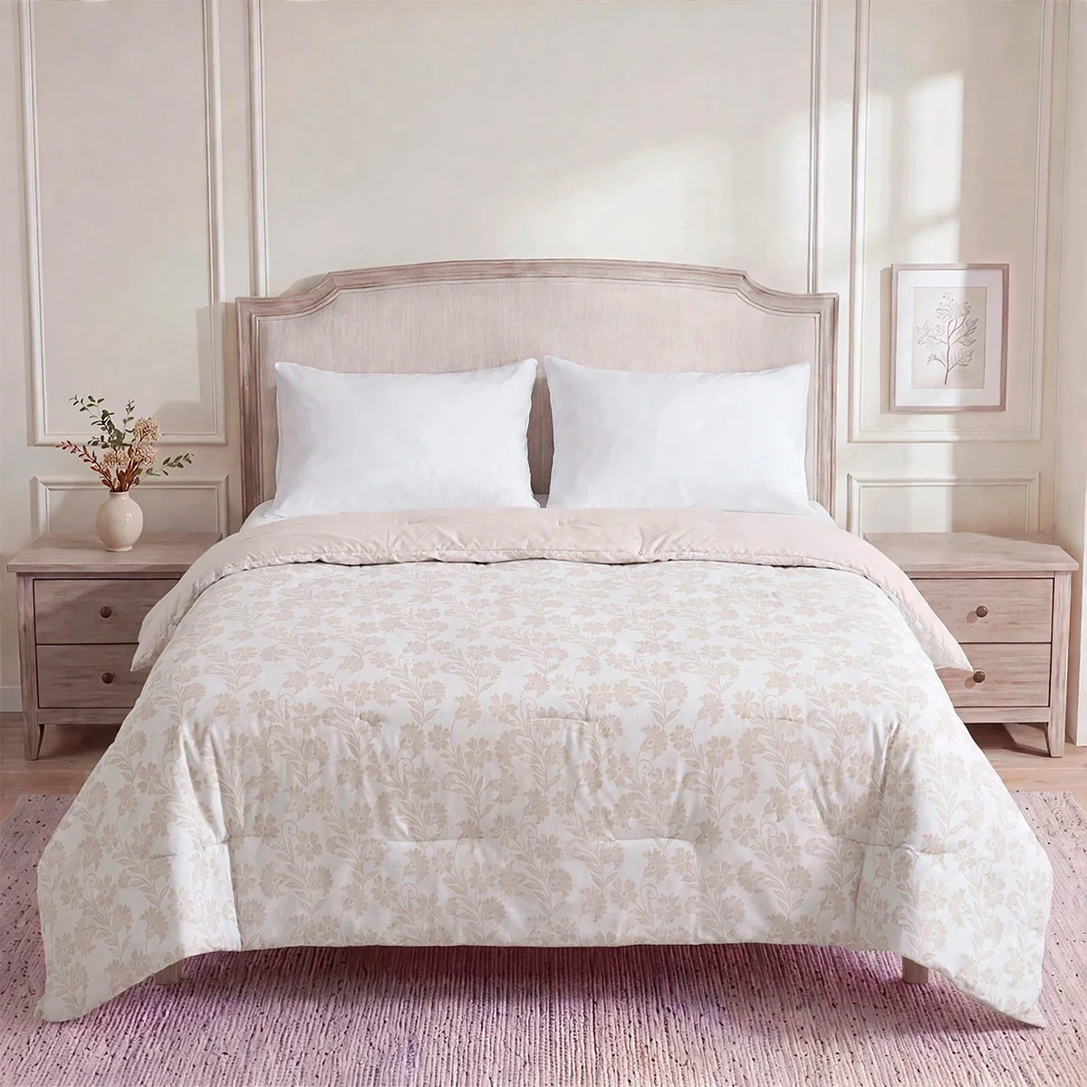 EDREDÓN RIPLEY HOME CLASSIC COLLECTION JACQUARD 2 PLAZAS FLOR BEIGE - 1