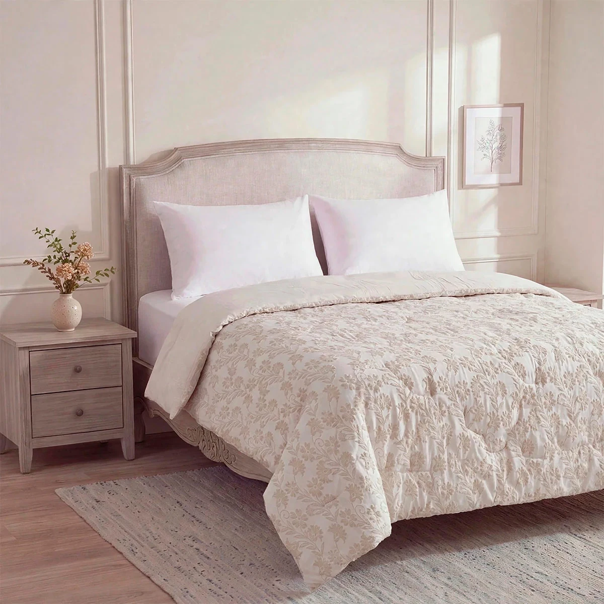 EDREDÓN RIPLEY HOME CLASSIC COLLECTION JACQUARD QUEEN FLOR BEIGE - 2