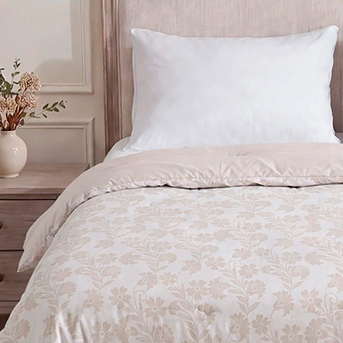 EDREDÓN RIPLEY HOME CLASSIC COLLECTION JACQUARD QUEEN FLOR BEIGE - 3