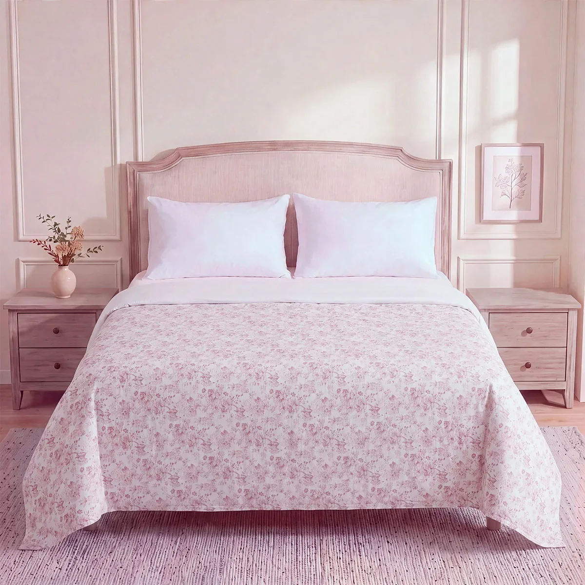 EDREDÓN RIPLEY HOME ESTAMPADO ROMÁNTICO 1.5 PLAZAS ROSADO - 1