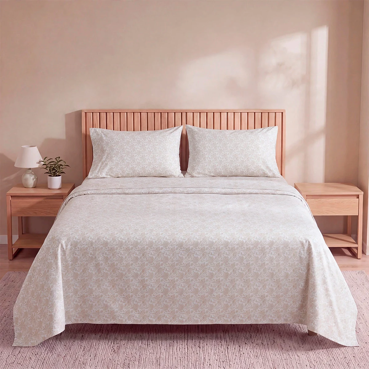 SET DE SÁBANAS RIPLEY HOME ESTAMPADA 144 HILOS QUEEN COLIBRÍ ROSAS - 1