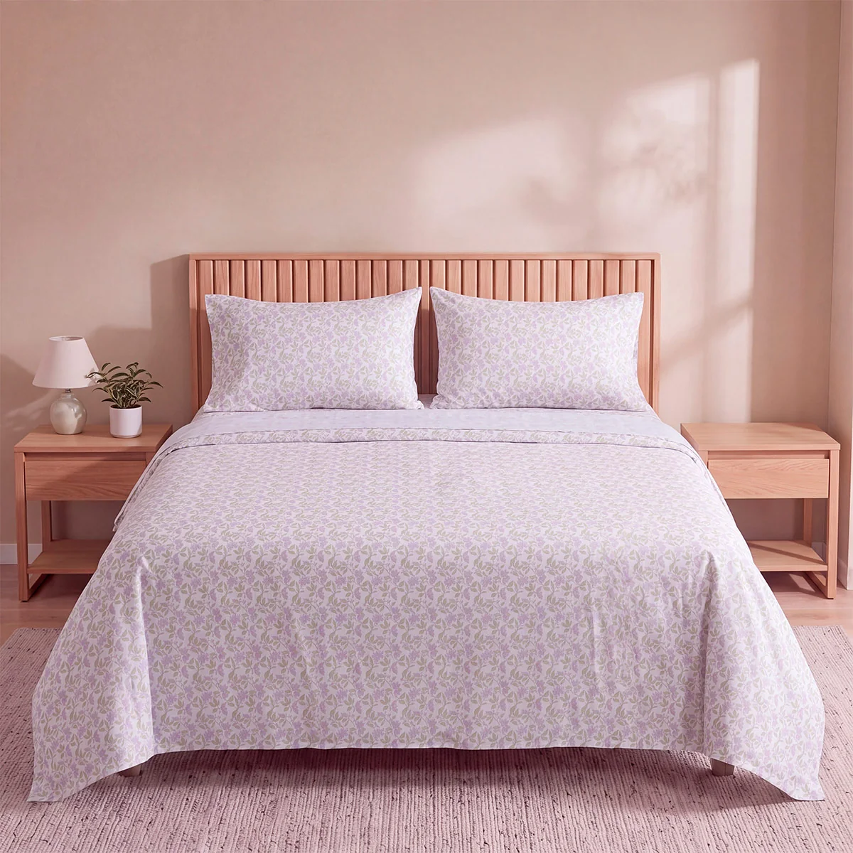 SET DE SÁBANAS RIPLEY HOME ESTAMPADA 144 HILOS QUEEN LIRIO LAVANDA - 1