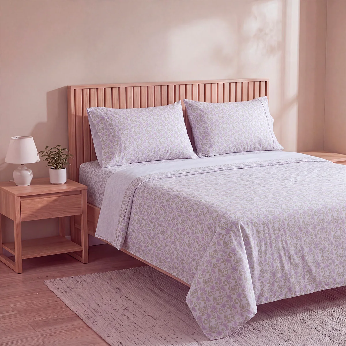 SET SÁBANAS RIPLEY HOME ESTAMPADA 144 HILOS KING LIRIO LAVANDA - 2