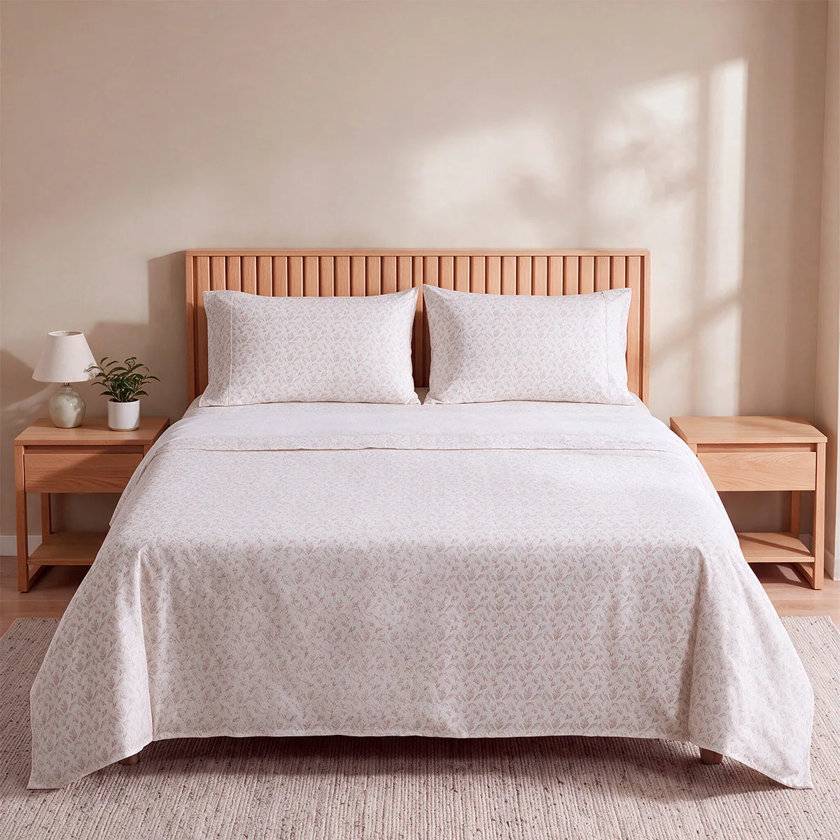 SET SÁBANAS RIPLEY HOME ESTAMPADA 144 HILOS KING ROM HOJAS - 1