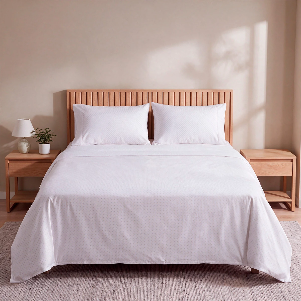 SET DE SÁBANAS RIPLEY HOME ESTAMPADA 144 HILOS 1.5 PLAZAS HOJAS PUNTO TAUPE  - 1